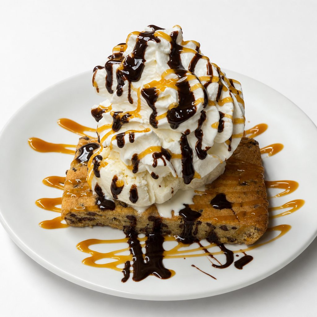Chocolate & Peanut Butter Chip Ice Cream Sundae.