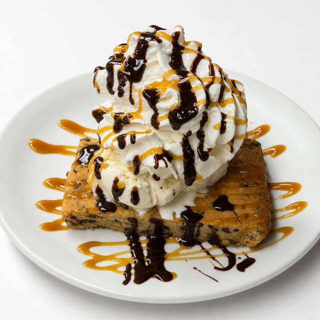 Chocolate & Peanut Butter Chip Ice Cream Sundae.