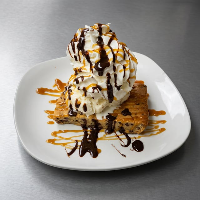 Chocolate & Peanut Butter Chip Ice Cream Sundae.