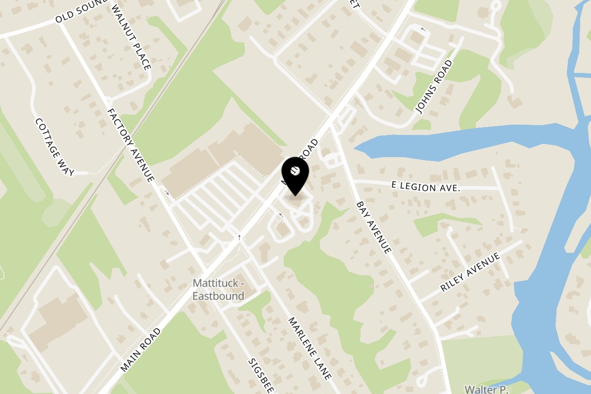 Map showing the location of The Clam Bar @ Alize Brewing on 10560 Main Rd in Mattituck